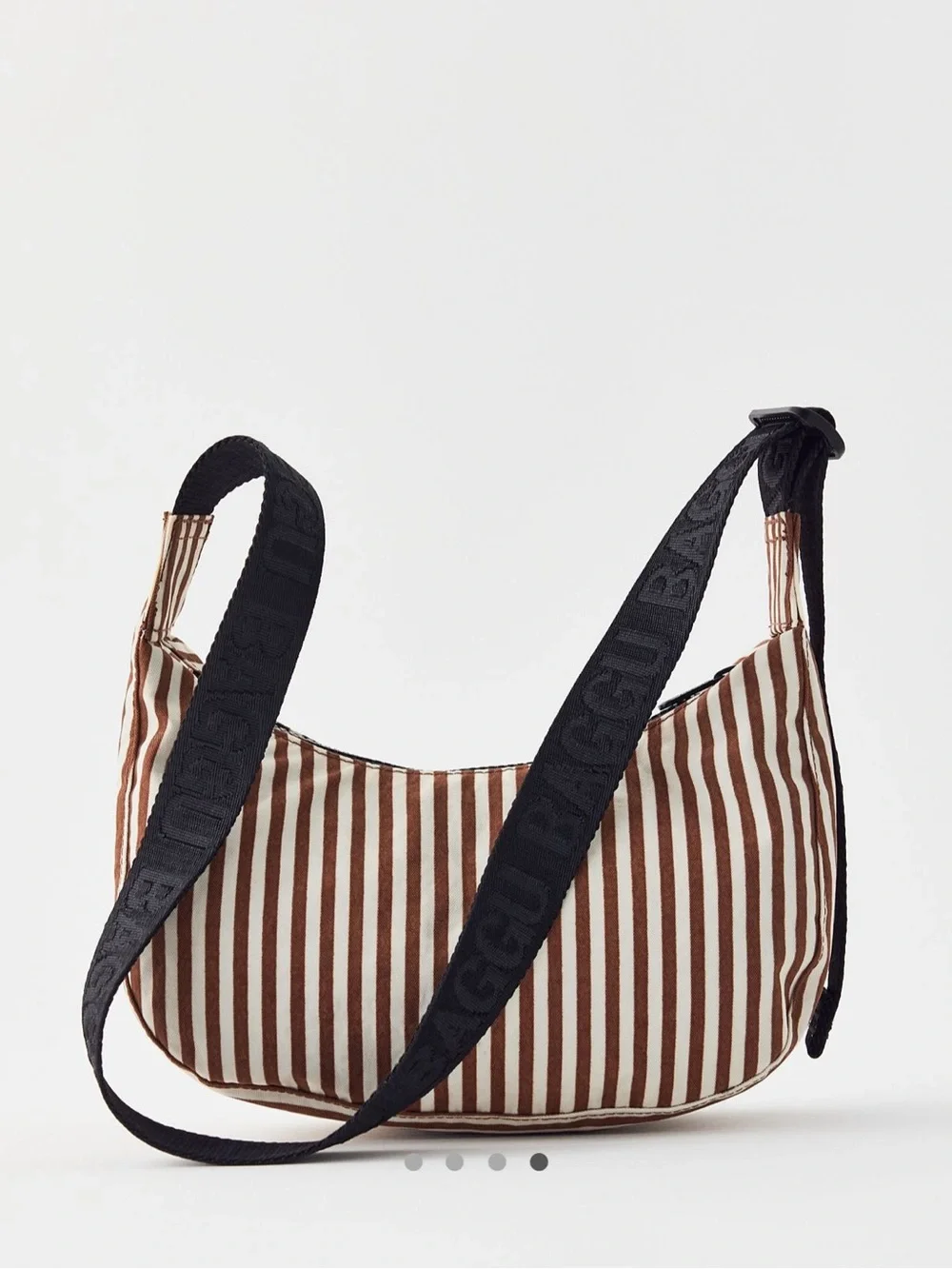 BAGGU Small Nylon Crescent Bag Brown Stripe - Picture 2 of 9